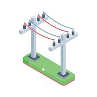 Trendy isometric style icon of transmission pole with wires vector