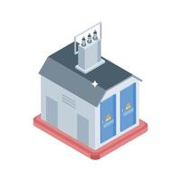 Trendy isometric style icon of electrical substation layout vector