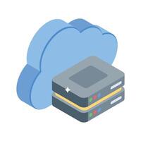 Discover an isometric icon showing cloud server infrastructure vector