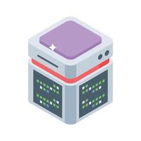 Here is an isometric icon showing server data management vector
