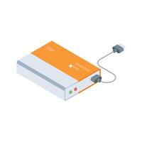 A modern isometric icon showing external hdd device connection vector