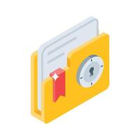 An amazing isometric style icon of secure folder lock vector