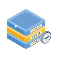 Take a glance at this isometric icon of remove server alert vector