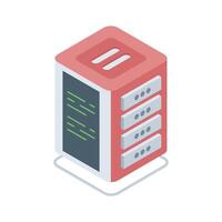 A well crafted isometric icon of server rack storage vector