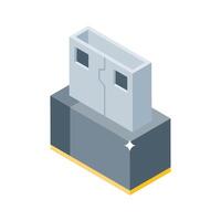 Grab this isometric icon showing usb port connection vector