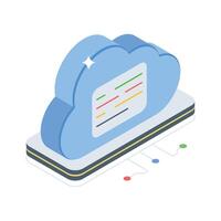 A well crafted isometric style icon of cloud storage system vector