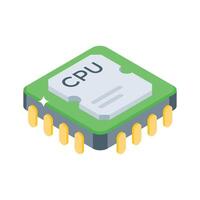 A premium isometric style icon of microprocessor chip vector