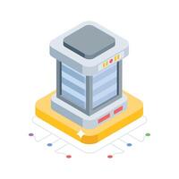 A visually appealing isometric icon showing server technology vector