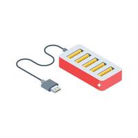 Discover an isometric style icon showing usb adapter device vector