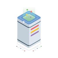 An engaging isometric style icon of information server network vector
