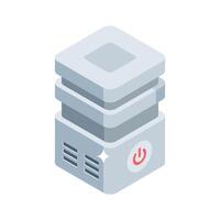 An elegant isometric style icon showing server rack setup vector