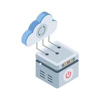 A sleek isometric style icon of cloud sync vector