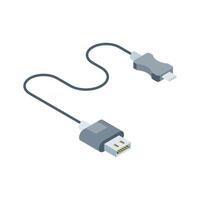 Here is an isometric icon showing data cable connection vector