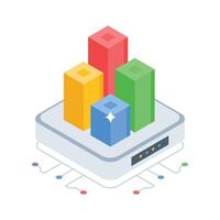 An impressive isometric icon showing server analysis dashboard vector