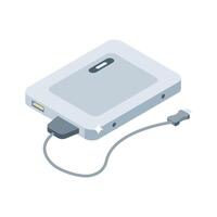 A captivating isometric style icon of portable disk unit vector