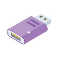 Check out this isometric style icon of flashdrive usb device vector