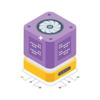 An amazing isometric style icon of server fan cooling unit vector