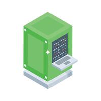 Discover this isometric icon of datacenter server room setup vector