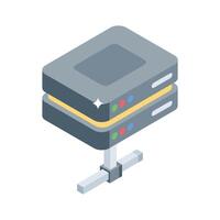 Discover an isometric icon showing shared server connectivity vector