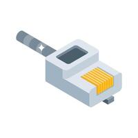 A visually appealing isometric style icon of network cable plug vector