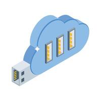 Have a look at this isometric icon of cloud usb sync vector