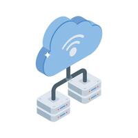 Check this isometric icon featuring cloud network connection vector