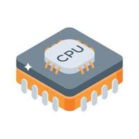 Here is an isometric style icon of cpu processor chip vector