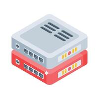 An eye-catching isometric icon of server tech vector