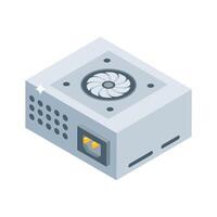 Discover this isometric style icon of supply unit power source vector