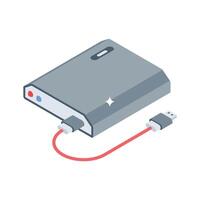 Here is an isometric icon showing external storage device vector