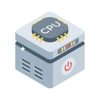 Grab this isometric style icon showing server processor chip vector