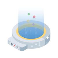 A modern isometric icon showing hologram display projection vector