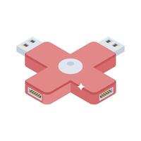 Check out this isometric icon showing multiple usb ports vector