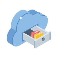 Take a glance at this isometric icon of cloud drawer storage vector