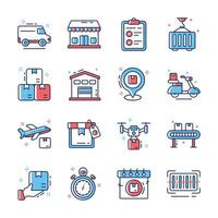 Get this amazing collection of delivery services outline style icons vector
