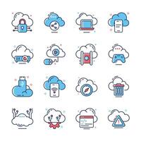 Check out premium bundle of cloud technology and backup line icons vector