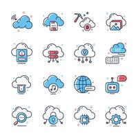 Get this amazing line style collection of cloud storage icons vector
