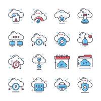 Grab this handy collection of cloud services linear style icons vector
