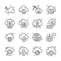 Get this amazing line style collection of cloud storage icons.. vector