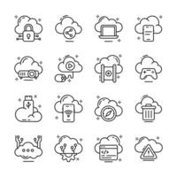 Check out premium bundle of cloud technology and backup line icons.. vector