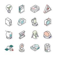 Ready to use pack depicting science and tech devices isometric icons vector