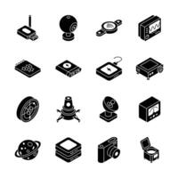Get this Trendy collection of science and technology isometric icons.. vector