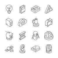Ready to use pack depicting science and tech devices isometric icons.. vector