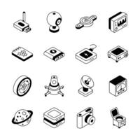 Get this Trendy collection of science and technology isometric icons. vector