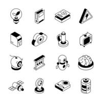 Ready to use pack depicting science and tech devices isometric icons... vector