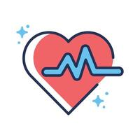 Linear style icon showing heart with lifeline vector