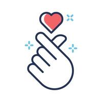 A well crafted line icon showing mini love gesture vector