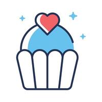 A well crafted line style icon of valentine cupcake with heart topping vector