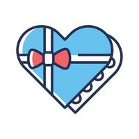 Visually engaging line icon of heart shape chocolate box vector