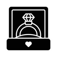 Easy to edit line style icon depicting engagement ring box. vector